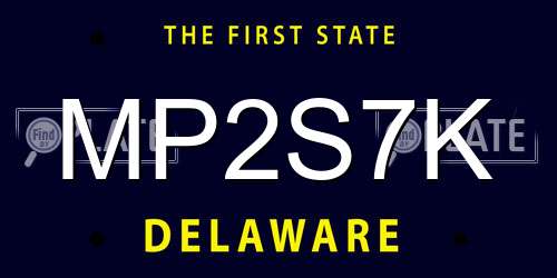 MP2S7K Delaware License Plate