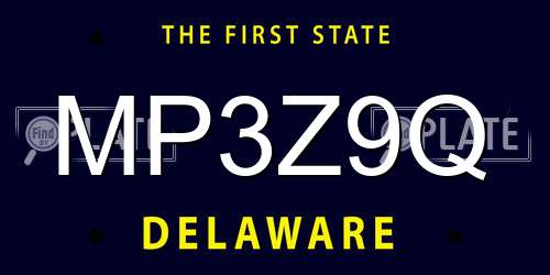 MP3Z9Q Delaware License Plate