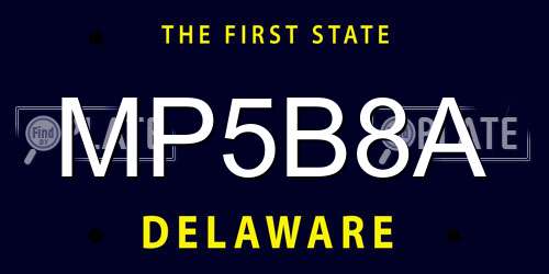MP5B8A Delaware License Plate