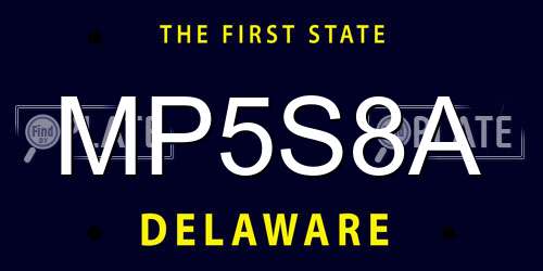 MP5S8A Delaware License Plate