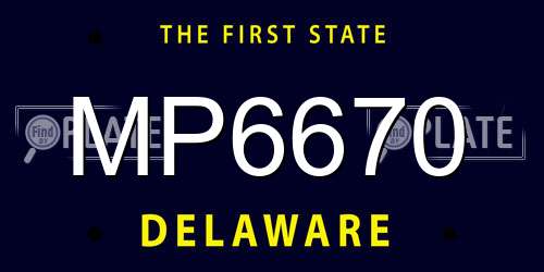 MP6670 Delaware License Plate