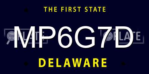 MP6G7D Delaware License Plate