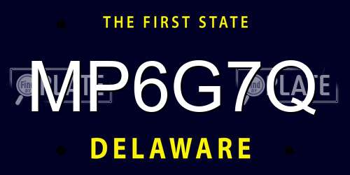 MP6G7Q Delaware License Plate