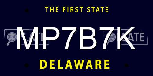 MP7B7K Delaware License Plate