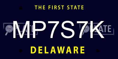 MP7S7K Delaware License Plate