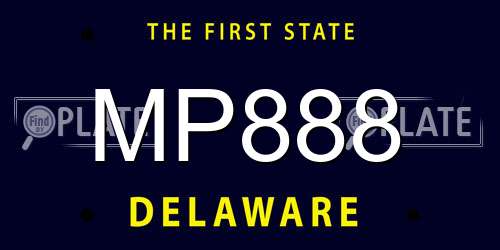 MP888 Delaware License Plate