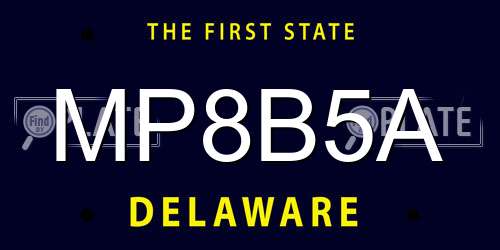 MP8B5A Delaware License Plate