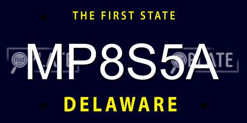 MP8S5A Delaware License Plate