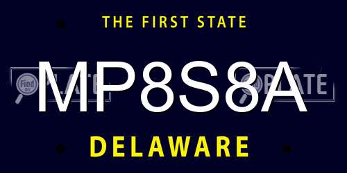 MP8S8A Delaware License Plate