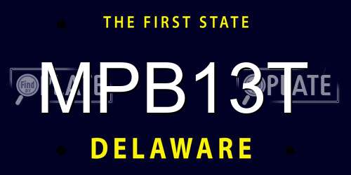 MPB13T Delaware License Plate