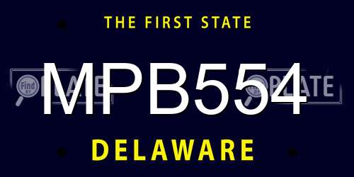 MPB554 Delaware License Plate