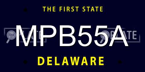 MPB55A Delaware License Plate