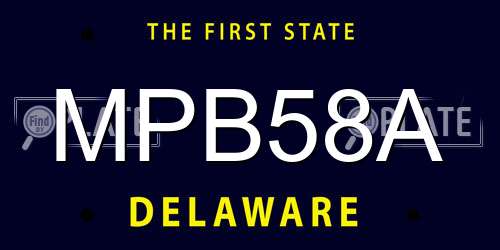 MPB58A Delaware License Plate