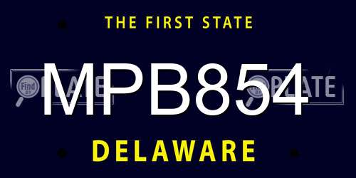MPB854 Delaware License Plate