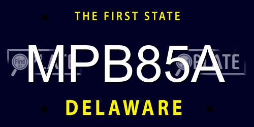 MPB85A Delaware License Plate