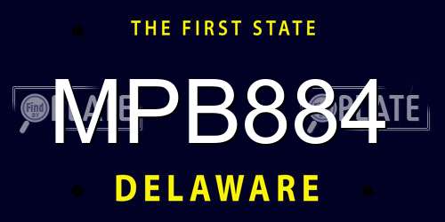 MPB884 Delaware License Plate