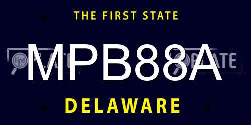 MPB88A Delaware License Plate