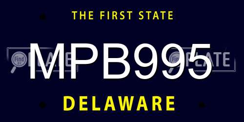 MPB995 Delaware License Plate