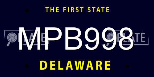 MPB998 Delaware License Plate