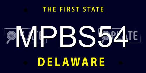 MPBS54 Delaware License Plate
