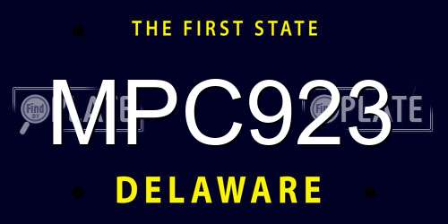MPC923 Delaware License Plate