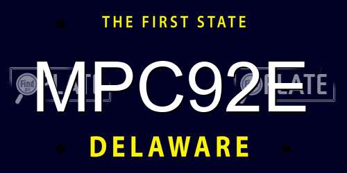 MPC92E Delaware License Plate
