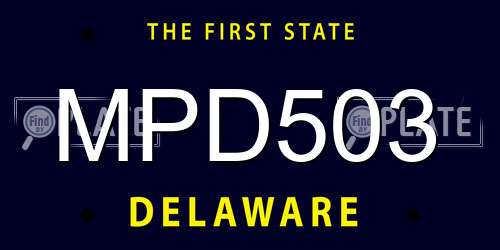 MPD503 Delaware License Plate