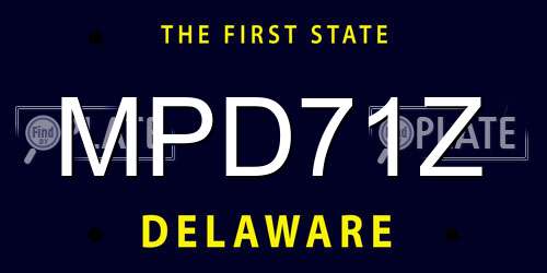 MPD71Z Delaware License Plate