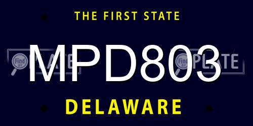 MPD803 Delaware License Plate