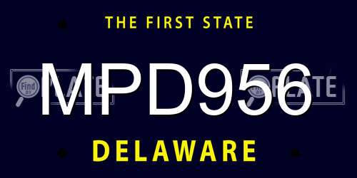 MPD956 Delaware License Plate