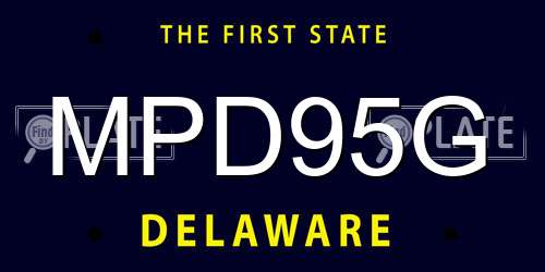 MPD95G Delaware License Plate