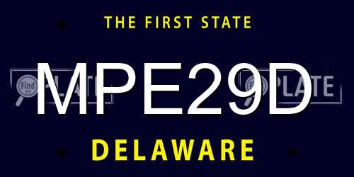 MPE29D Delaware License Plate