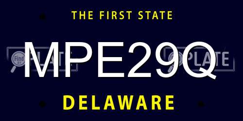 MPE29Q Delaware License Plate