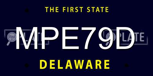 MPE79D Delaware License Plate