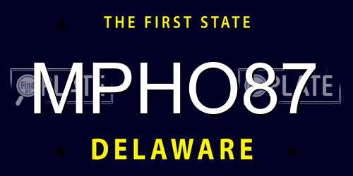 MPHO87 Delaware License Plate