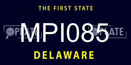 MPI085 Delaware License Plate