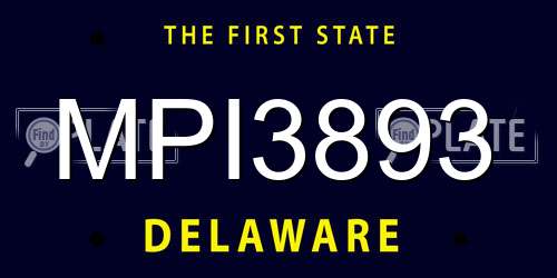 MPI3893 Delaware License Plate