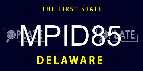 MPID85 Delaware License Plate