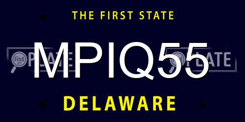 MPIQ55 Delaware License Plate