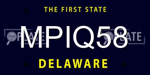 MPIQ58 Delaware License Plate