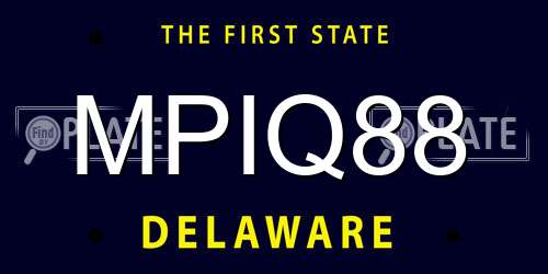 MPIQ88 Delaware License Plate