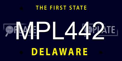 MPL442 Delaware License Plate