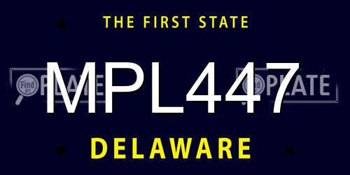 MPL447 Delaware License Plate
