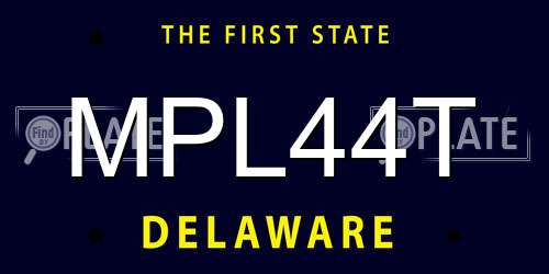 MPL44T Delaware License Plate