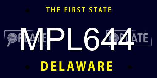 MPL644 Delaware License Plate