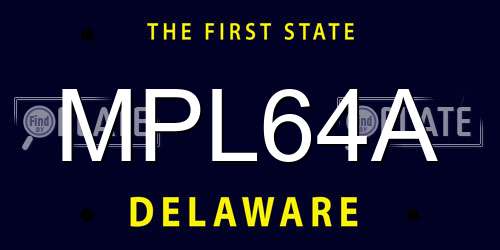 MPL64A Delaware License Plate