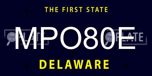 MPO80E Delaware License Plate