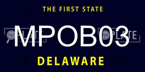 MPOB03 Delaware License Plate