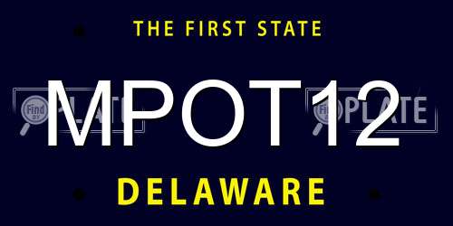 MPOT12 Delaware License Plate