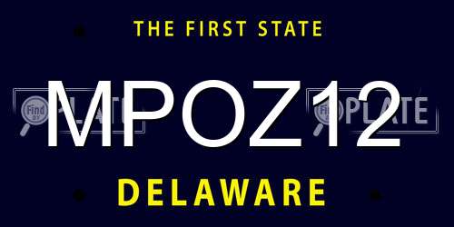 MPOZ12 Delaware License Plate